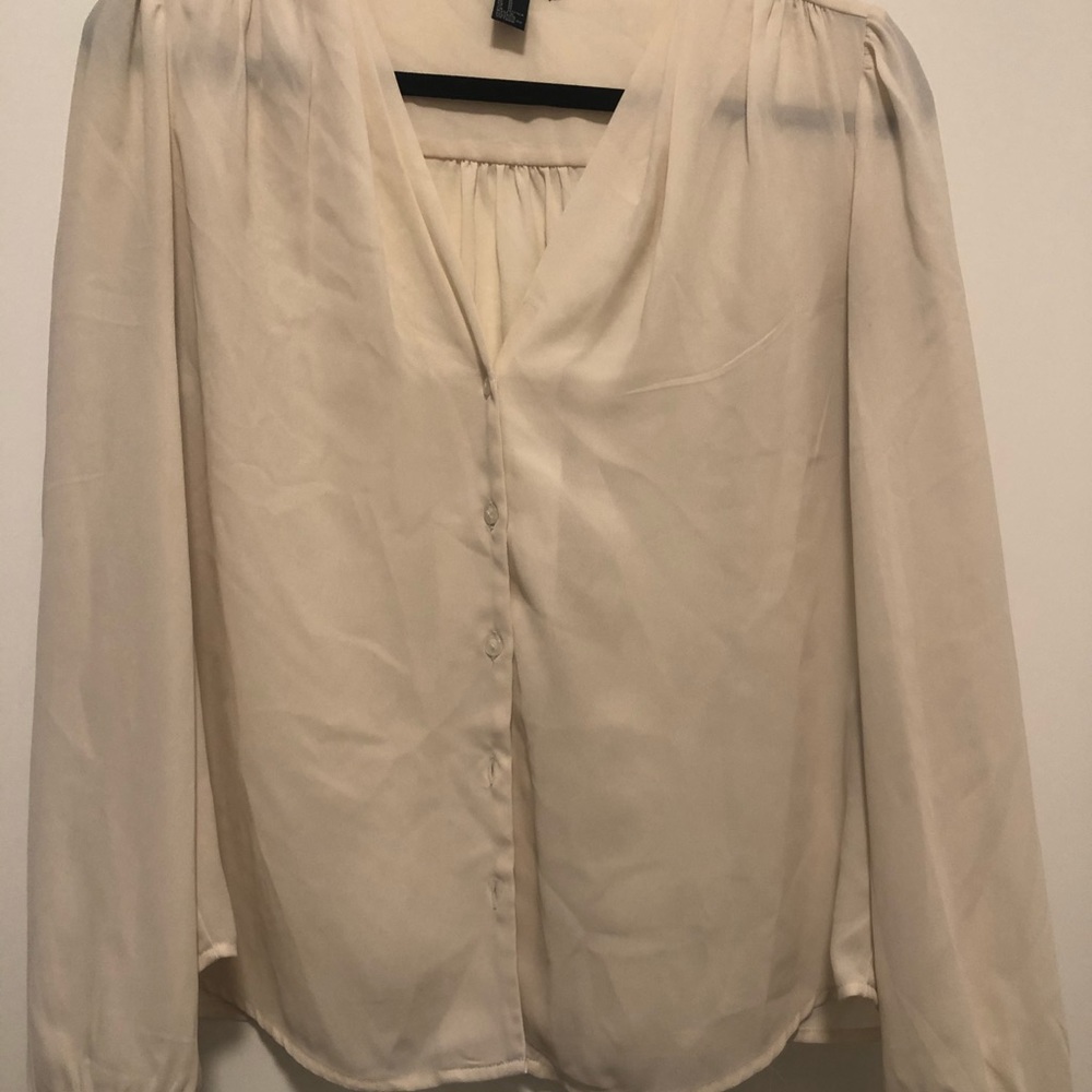Sheer Blouse with Ruched Shoulder